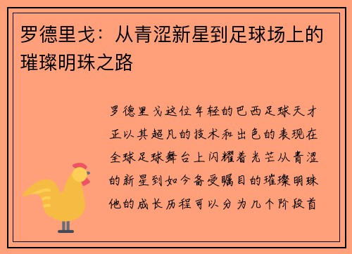 罗德里戈：从青涩新星到足球场上的璀璨明珠之路